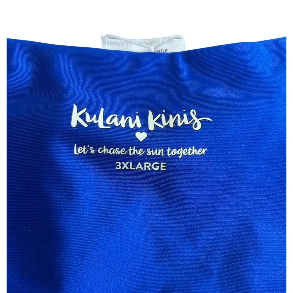 Kulani‎ Kinis Cobalt Blue Strapless Bandeau Full Coverage Bottom Bikini Set 3XL